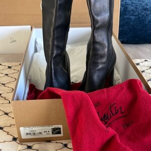 Christian Louboutin Black Leather Knee-High Boots-Really great condition.
